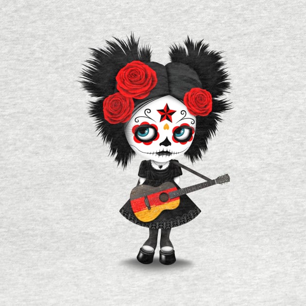 Sugar Skull Girl Playing German Flag Guitar by jeffbartels